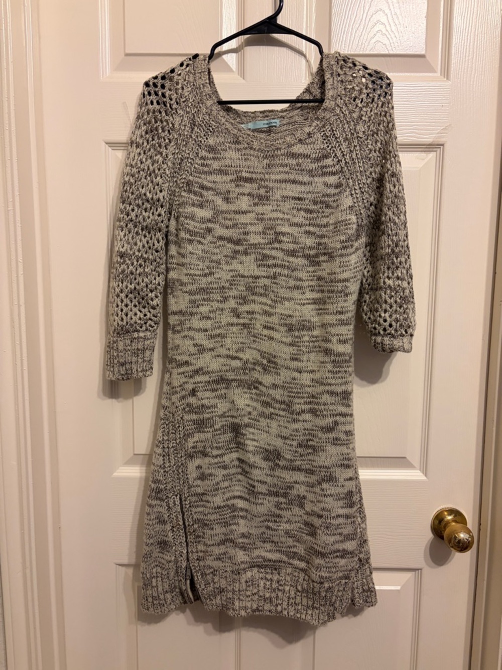 Maurices Marled Knit Sweater Dress in Light Gray and Cream